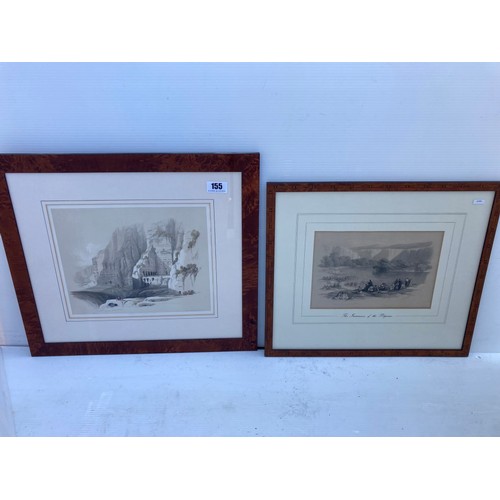 155 - David Roberts R.A., 1796-1864 - Two 19th century framed lithographs, The Immersion of the Pilgrims; ... 