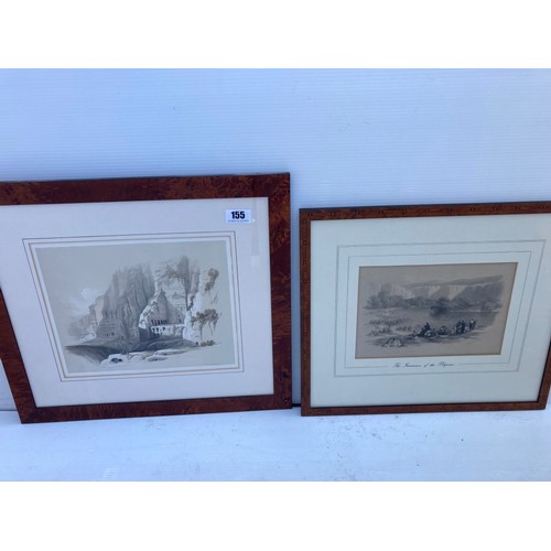 155 - David Roberts R.A., 1796-1864 - Two 19th century framed lithographs, The Immersion of the Pilgrims; ... 