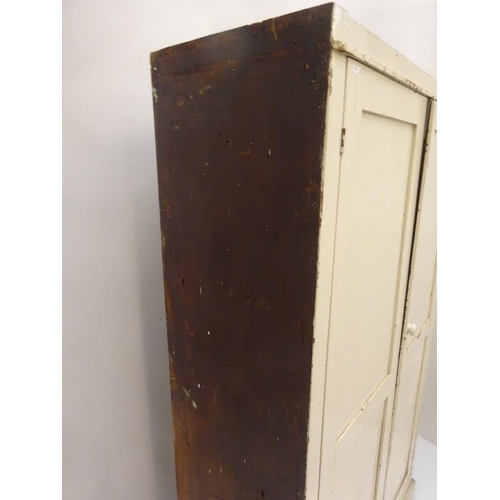 10 - Old painted pine 2 door press. W. 97cm, D. 40cm, H. 176cm approx.