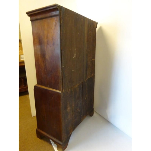 108 - A good early Georgian walnut chest on chest, the upper section fitted with 2 short & 3 long drawers,... 