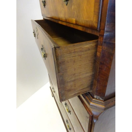 108 - A good early Georgian walnut chest on chest, the upper section fitted with 2 short & 3 long drawers,... 