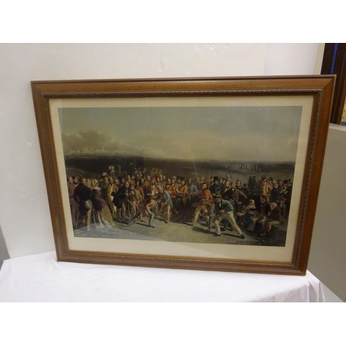 118 - Large coloured engraving, 
The Golfers,
A Grand Match played over St. Andrews Links,
75cm x 100cm.