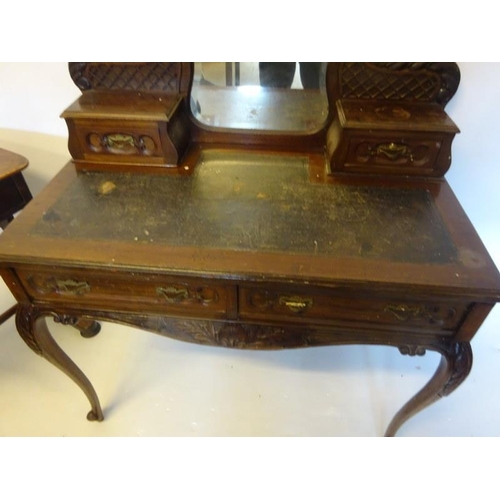 12 - Edwardian ladies desk and a Victorian occasional table. (needs restoration). (2)