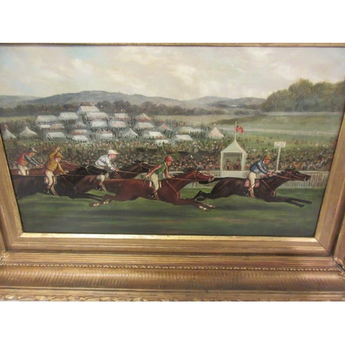 121 - J. Howard (mid 19th cen. British school)
The Start and the Finish,
Pair of oil paintings on canvas h... 