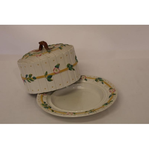 122 - Victorian majolica cheese dish and cover.