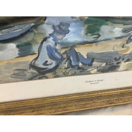 127 - Norah McGuinness 1901-1980,
Fishers Quay, Youghal,
Drawing Watercolour 
Gouache/paper,
Signed lower ... 