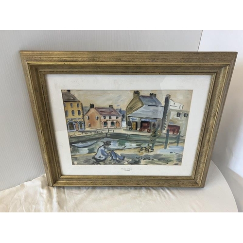 127 - Norah McGuinness 1901-1980,
Fishers Quay, Youghal,
Drawing Watercolour 
Gouache/paper,
Signed lower ... 