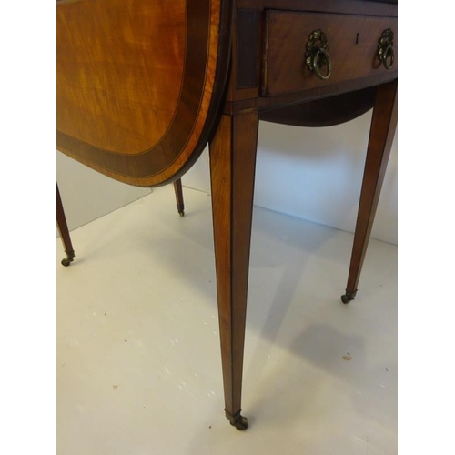 139 - A fine Regency satinwood and cross banded Pembroke table fitted with real and dummy drawers and rais... 