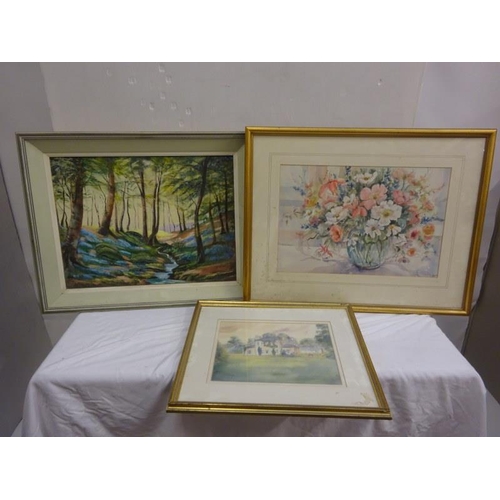 141 - Three pictures - two watercolours and one oil painting to include Kilmurry by Rosemary McNamara, sig... 