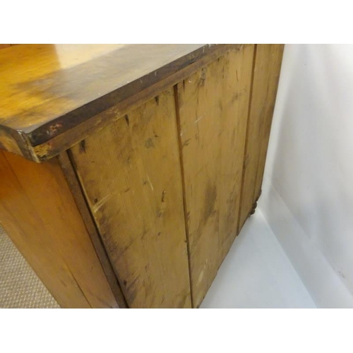 150 - Antique oak secretaire chest having side columns and raised on turned legs. W. 123cm, D. 55cm, H. 12... 