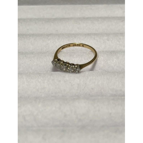 173 - 18ct yellow gold diamond 5 stone ring. Size M/N.