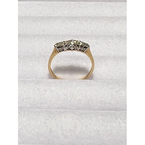 173 - 18ct yellow gold diamond 5 stone ring. Size M/N.