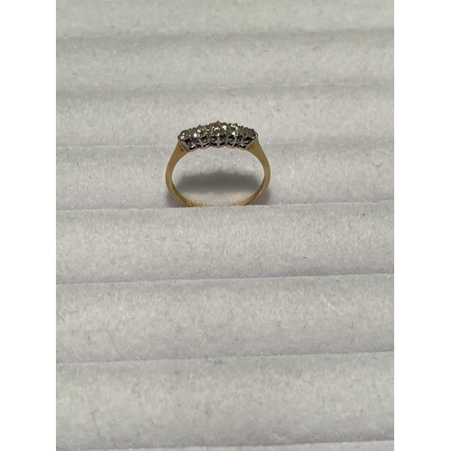 173 - 18ct yellow gold diamond 5 stone ring. Size M/N.