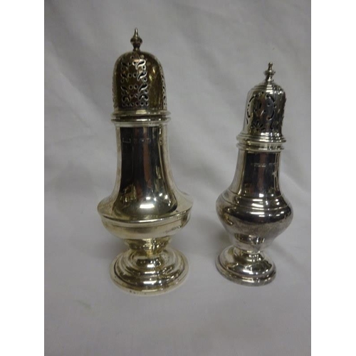 214 - Two English silver sugar castors, Birmingham & Chester.