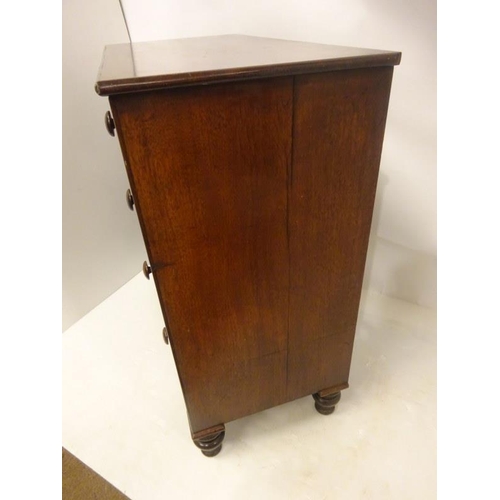 233 - Antique mahogany chest of 2 short and 3 long drawers raised on turned legs. W. 107cm, D. 50cm, H. 11... 