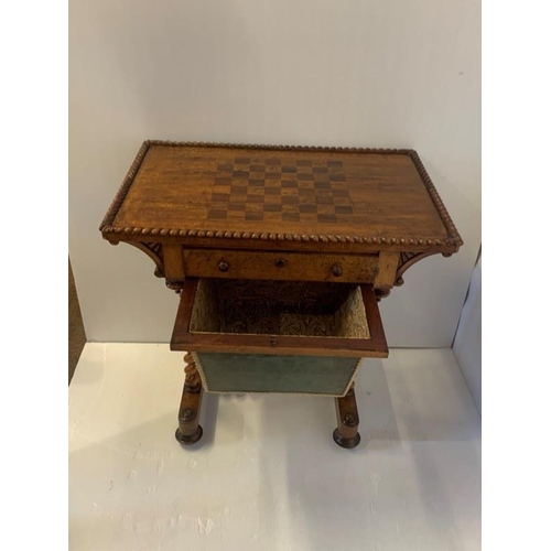 235 - A good early Victorian maple wood ladies workbox, the rectangular top with rope edge border and inla... 