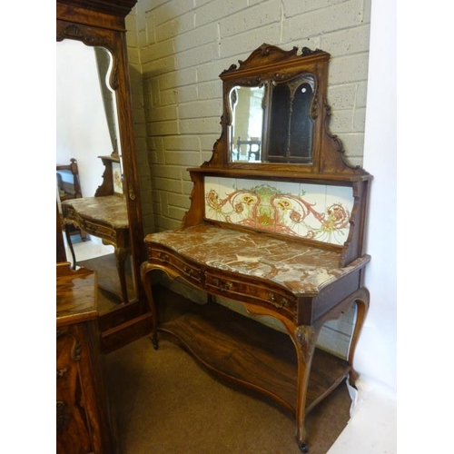 240 - A very good quality antique walnut bedroom suite comprising of a wardrobe having shaped cornice over... 