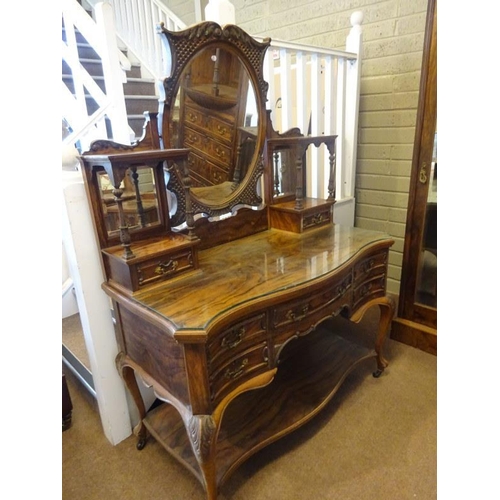 240 - A very good quality antique walnut bedroom suite comprising of a wardrobe having shaped cornice over... 