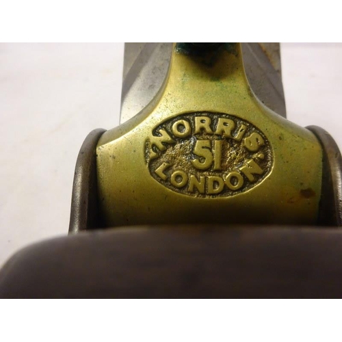 247 - A rare Norris plane, stamped Norris 51 London, the blade by H. York, Sheffield and having nicely gra... 