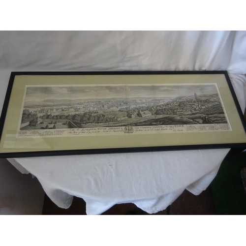 251 - Cork interest - Large detailed 18th century engraving of the City of Cork, circa 1760 in very good c... 