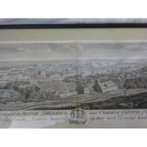 251 - Cork interest - Large detailed 18th century engraving of the City of Cork, circa 1760 in very good c... 