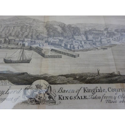 252 - Kinsale interest- An 18th century detailed engraving of Kingsale. Circa 1760. 19cm x 50cm.