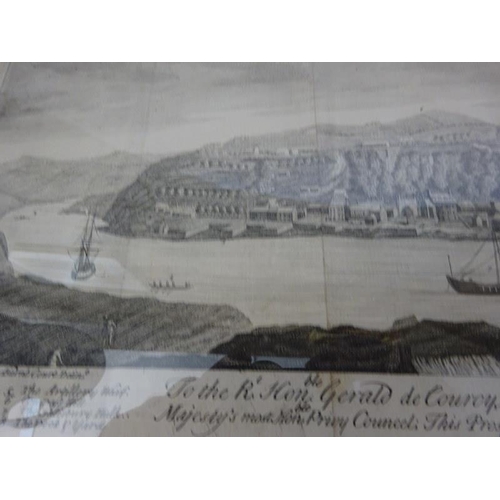 252 - Kinsale interest- An 18th century detailed engraving of Kingsale. Circa 1760. 19cm x 50cm.