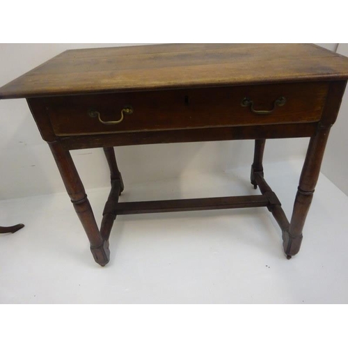 282 - Antique oak side table fitted with a drawer and a mahogany wine table on tripod. (2)