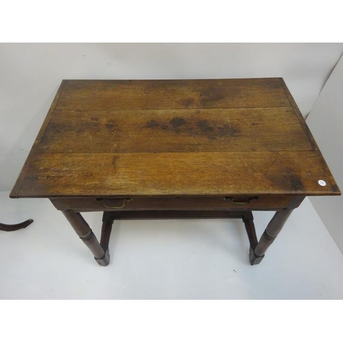 282 - Antique oak side table fitted with a drawer and a mahogany wine table on tripod. (2)