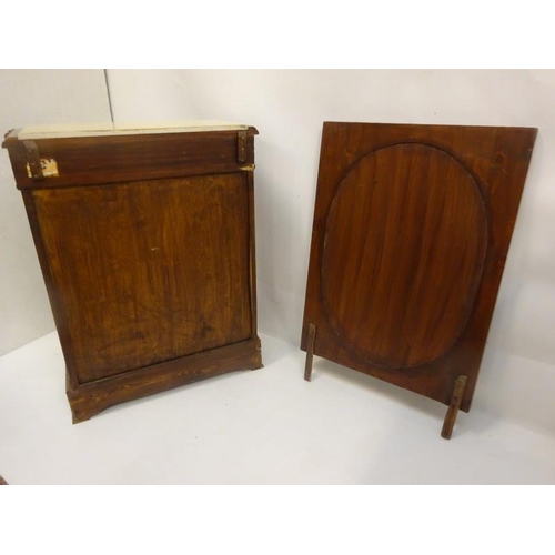 286 - A decorative inlaid walnut side cabinet and mirror back. W. 80cm, D. 40cm, overall height 200cm appr... 