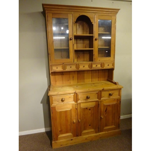 293 - Pine spice drawer kitchen dresser. H. 215cm, W. 120cm, D. 45cm.