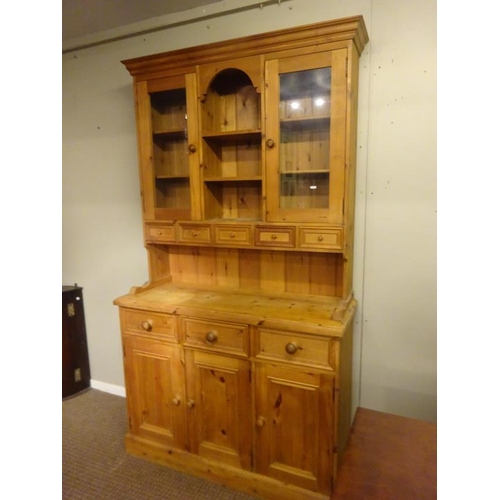 293 - Pine spice drawer kitchen dresser. H. 215cm, W. 120cm, D. 45cm.