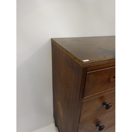 295 - Antique mahogany chest of 4 graduated drawers, restoration required. W. 92cm, D. 46cm, H. 110cm.