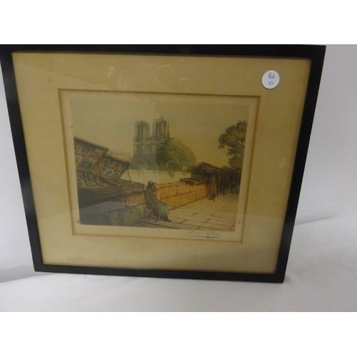 303 - A pair of limited edition coloured prints continental town scenes, pencil signed by the artist toget... 