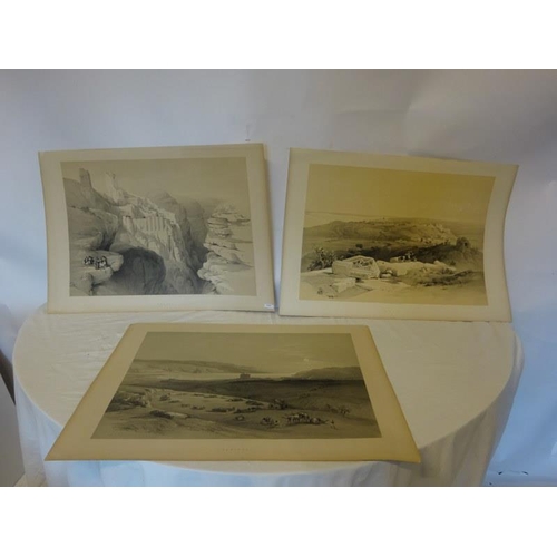 306 - David Roberts R.A., 1796-1864 - Three large 19th century lithographs (unmounted) Gaza; Engedi and Je... 