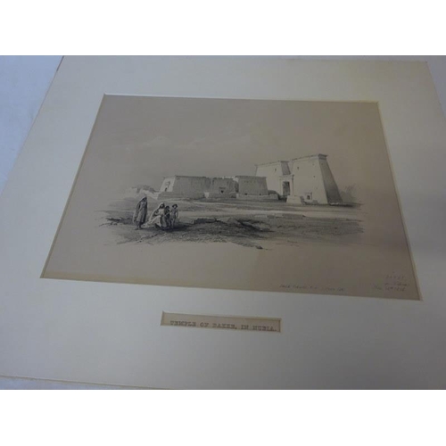 308 - David Roberts R.A., 1796-1864 - Three 19th century mounted lithographs, Temple of Dakke, in Mubia; T... 