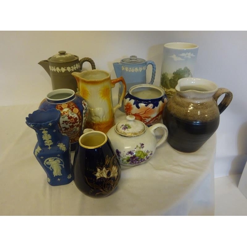 333 - Quantity of china pots and vases including Stephen Pearse jug.