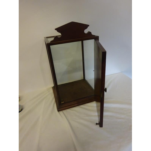 334 - Old neat sized table top mahogany framed display cabinet. H. 50cm.