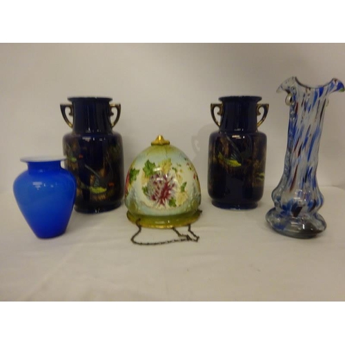 337 - A lot of china & glass ware and colour glass vase.