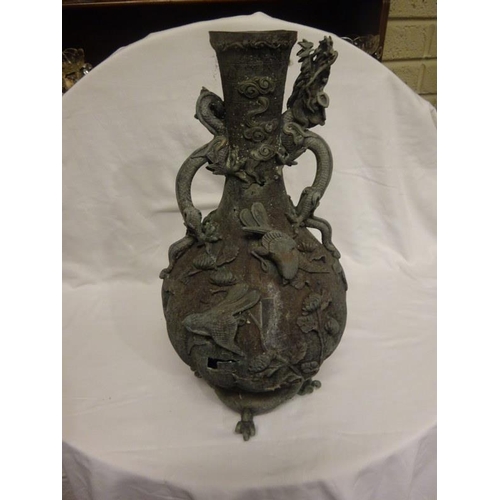 368 - A large old Japanese copper or bronze vase, damaged. H. 45cm.