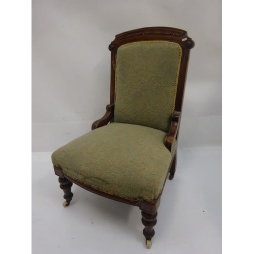 5 - Victorian oak framed drawing room chair.