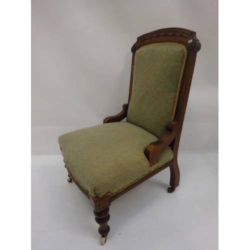 5 - Victorian oak framed drawing room chair.