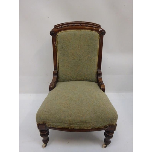 5 - Victorian oak framed drawing room chair.