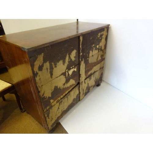 60 - Antique mahogany and brassbanded chest of 4 drawers raised on turned legs, (faded, needs re-polishin... 