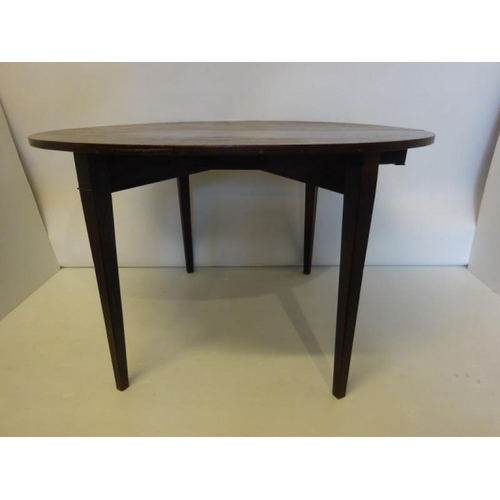 78 - Georgian mahogany demi lune side table or small dining table raised on tapered legs, nice colour. W.... 