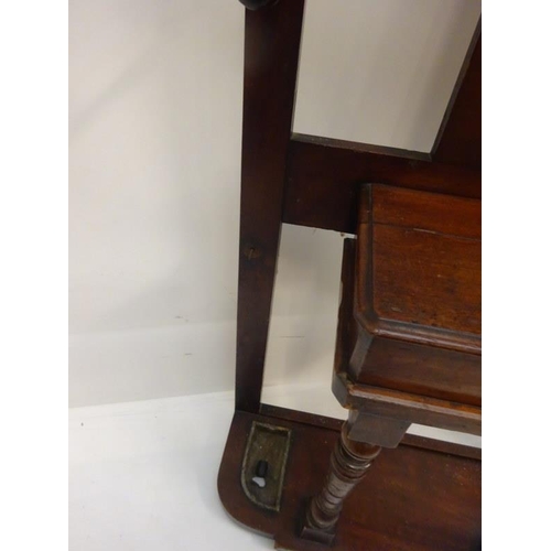 8 - Edwardian mahogany coat stand, as found. H. 188cm, W. 84cm, D. 30cm.