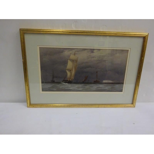 86 - Charles Taylor, active 1836-1871,
Watercolour,
Off Beachy Head, Sovereign Lightship,
Signed,
20cm x ... 