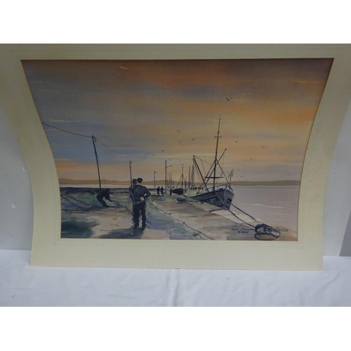 97 - Peter Knuttel, 1945
Evening in Duncannon, 
Co. Wexford,
Watercolour,
Signed,
50cm x 72cm.