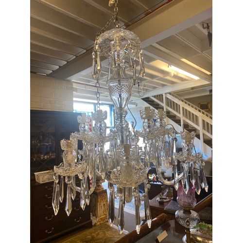 376 - Fine Waterford glass (A10) 10 branch chandelier, purchased in Cash's Cork 1976, (never used), two ar... 