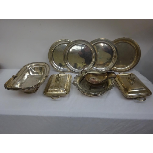 178 - Collection of plated ware - entree dishes, circular plaques, etc.